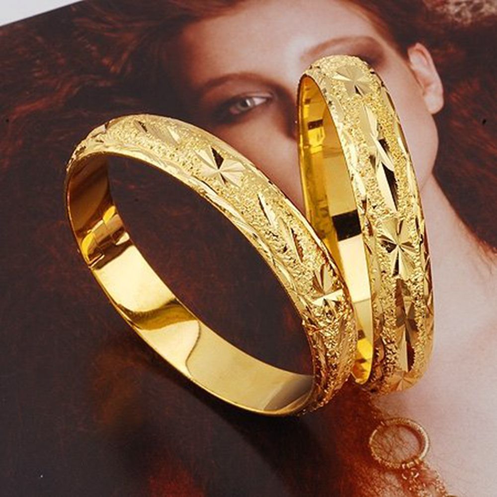 Bracelet classique en forme d'étoile sculptée pour femme, solide 24K, ouvrable, diamètre 6cm,12mm de large, vente en gros, 2 pièces