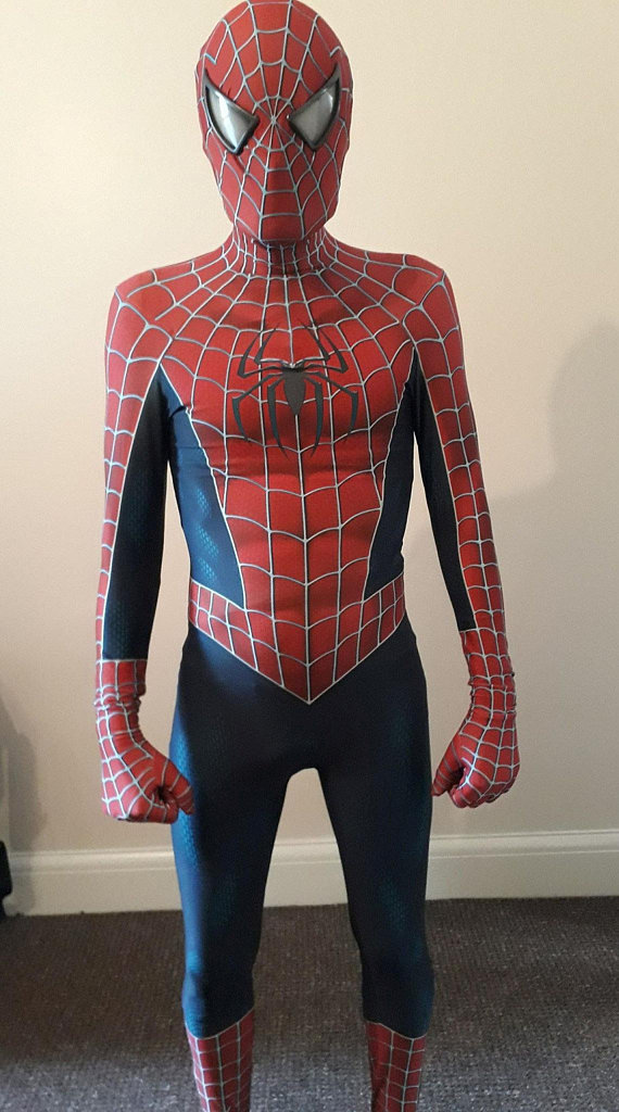 Scarlet Spider Ben Reilly Cosplay Men/'s Red Jumpsuit Bodysuit Blue Hoodie