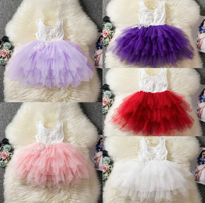 

5 colors baby girl Sexy Lace Backless Dress Embroidery Flower Princess Dress summer Girls Dress party dresses, Purple