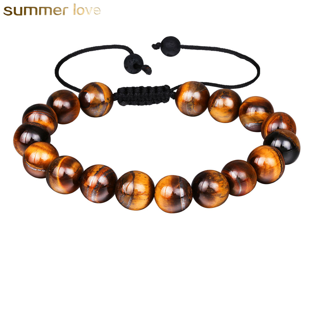 

Tiger Eye Beads Men Bracelet Handmade Rope Braided Natural Stone Beads Bracelets For Men And Women Custom Design Bracelet