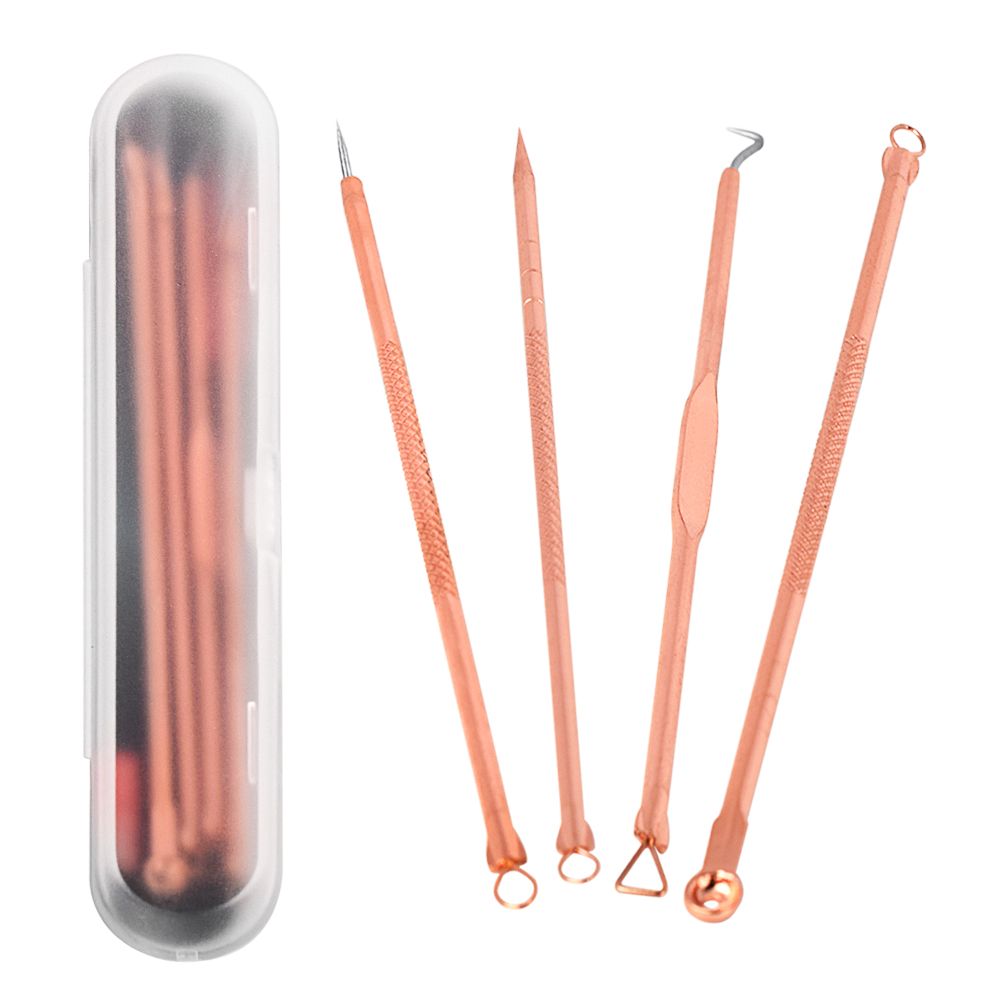 

Blackhead Remover Tool Kit 4 Pcs/Set Blackhead Whitehead Blemish Acne Removal Tool Antibacterial Coating Handle