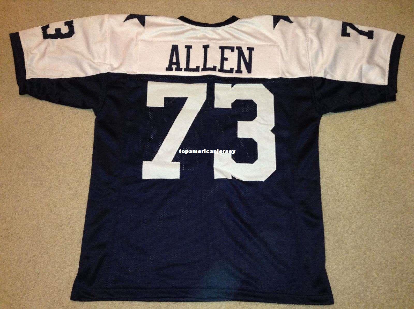 

Cheap Retro custom Sewn Stitched #73 Larry Allen MITCHELL & NESS Jersey Top S-5XL,6XL Men's Football Jerseys Rugby, Blue