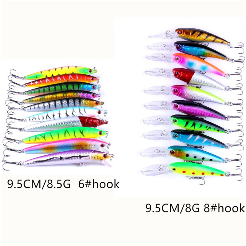 

Natural Minnow Atificial Plastic Fishing Bait 2 Styles set Shallow Swimming lip Crank baits Laser Hard lure