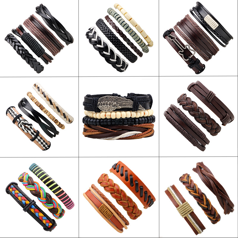 

Leather Bracelet weave Braid multilayer wrap bracelets wristband bangle cuff For Women men Fashion Jewelry, Golden;silver