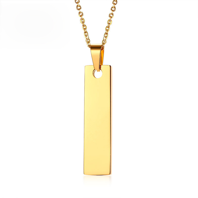 

Gold Color Bar Necklace Pendant Gifts for Her Stainless Steel Personalized Name Date Love Words Friendship Necklaces