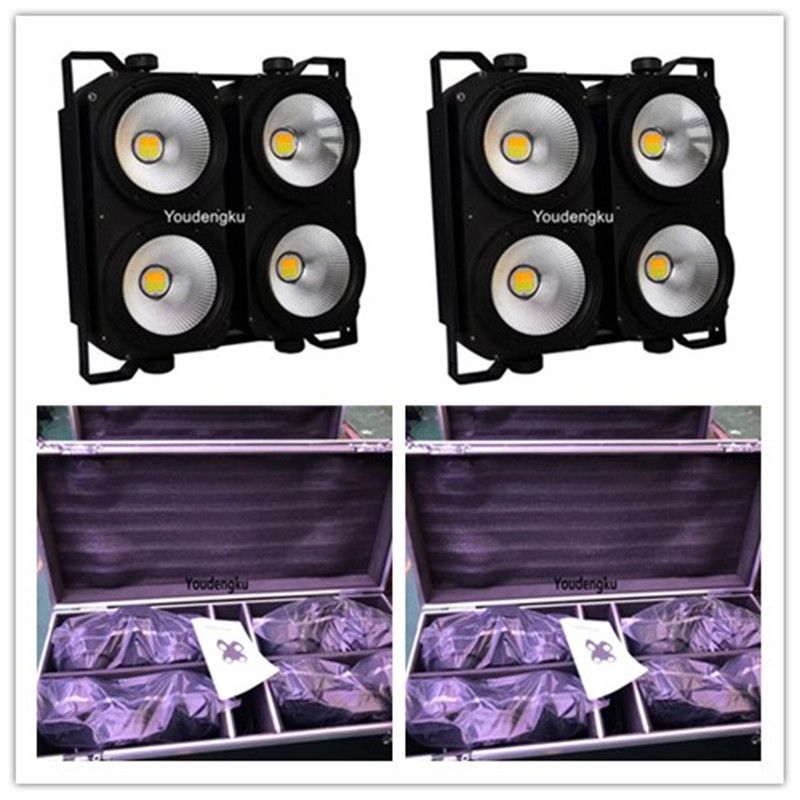 8 pcs with flightcase stage blinder light DMX 4PCS x 100w COB warm white 4 Eyes cob led blinder light-image-425556298
