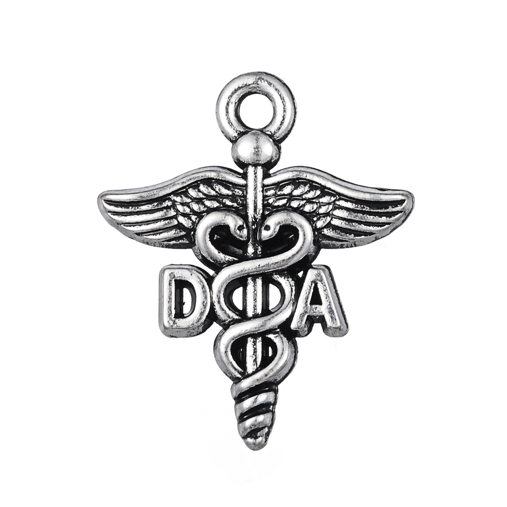 Wholesale Antique Silver Color Alloy DA Medical Charms Profession Caduceus Charm 50pcs 18*22mm AAC1538-image-424168288