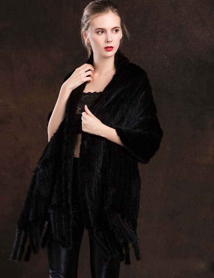

Fashion real mink fur scarves/wraps/cape women/ dark brown/black/wine red