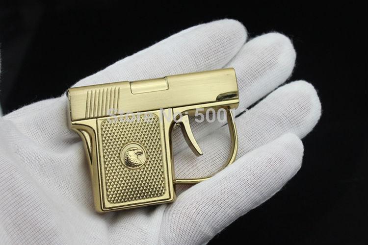 

New Arrival Free Shipping Mini Novelty Metal Pistol Windproof Torch Cigarette Cigar Gun Lighter With Box
