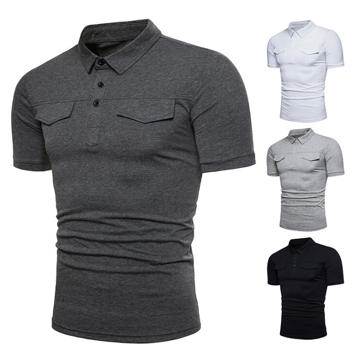 Mens Solid Shirt Slim Fit Short Sleeve Summer Casual Basic T Shirt 4 Colors Shirts with Pockets