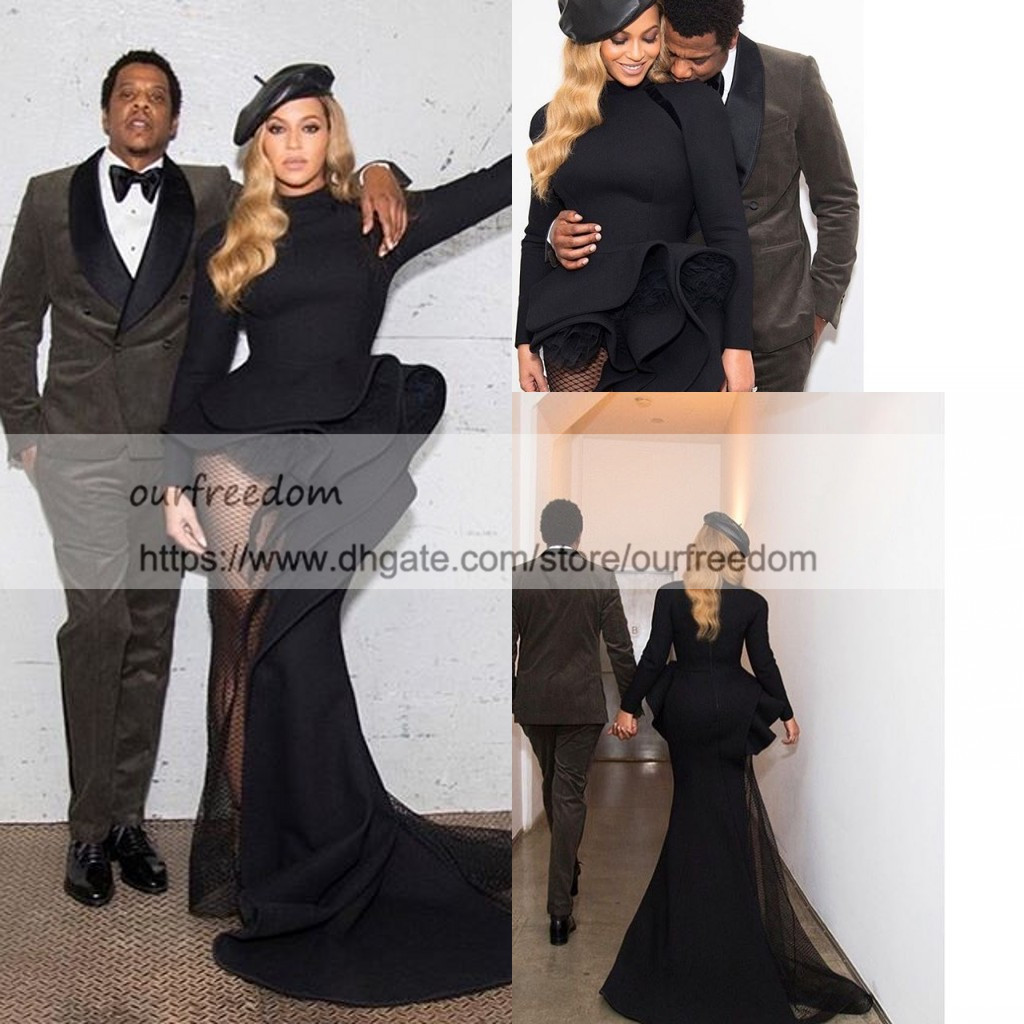 

African Black Prom Dresses Mermaid 2019 Peplum Side Split See Though South Style Formal Evening Occasion Dresses Long Sleeve Party Gown, Pink