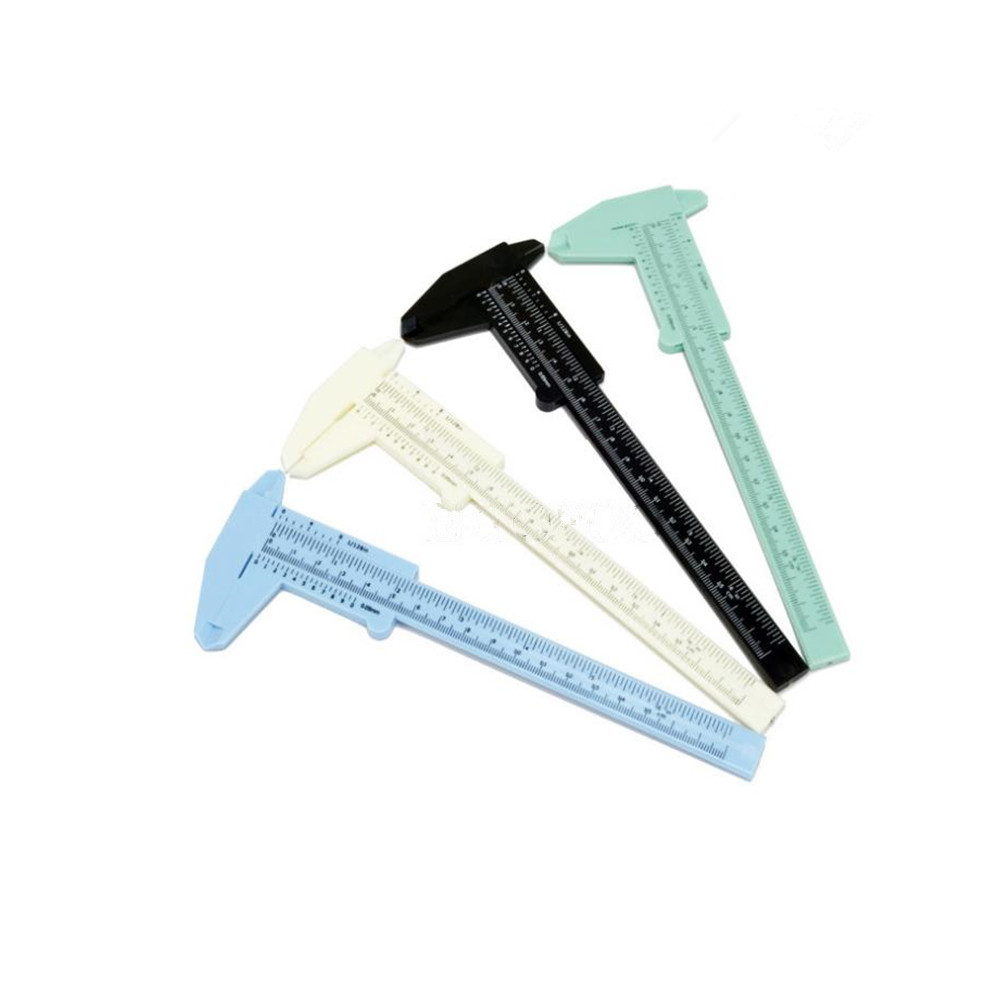 

150mm Mini Plastic Sliding Vernier Caliper Gauge Measure Tool Ruler White Gray Random Color Free Shipping