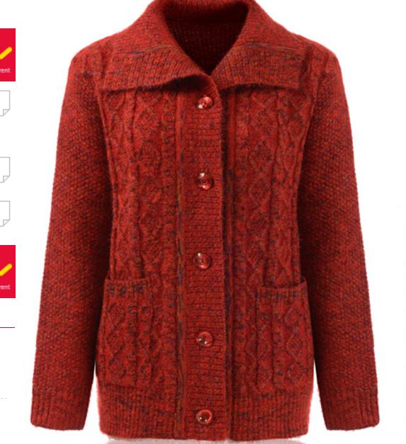 

Thickening warm winter coat turn-down collar Sweater, Orange