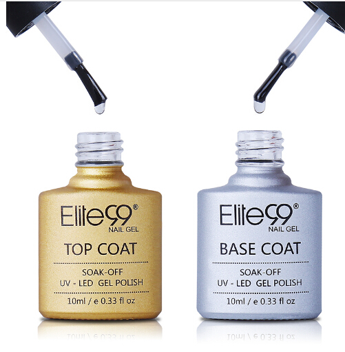 

Elite99 Long Lasting No Clean Top Coat Base Coat UV Gel Nail Polish Shiny Sealer Manicure Set Soak off Nail Primer 10ml, As show