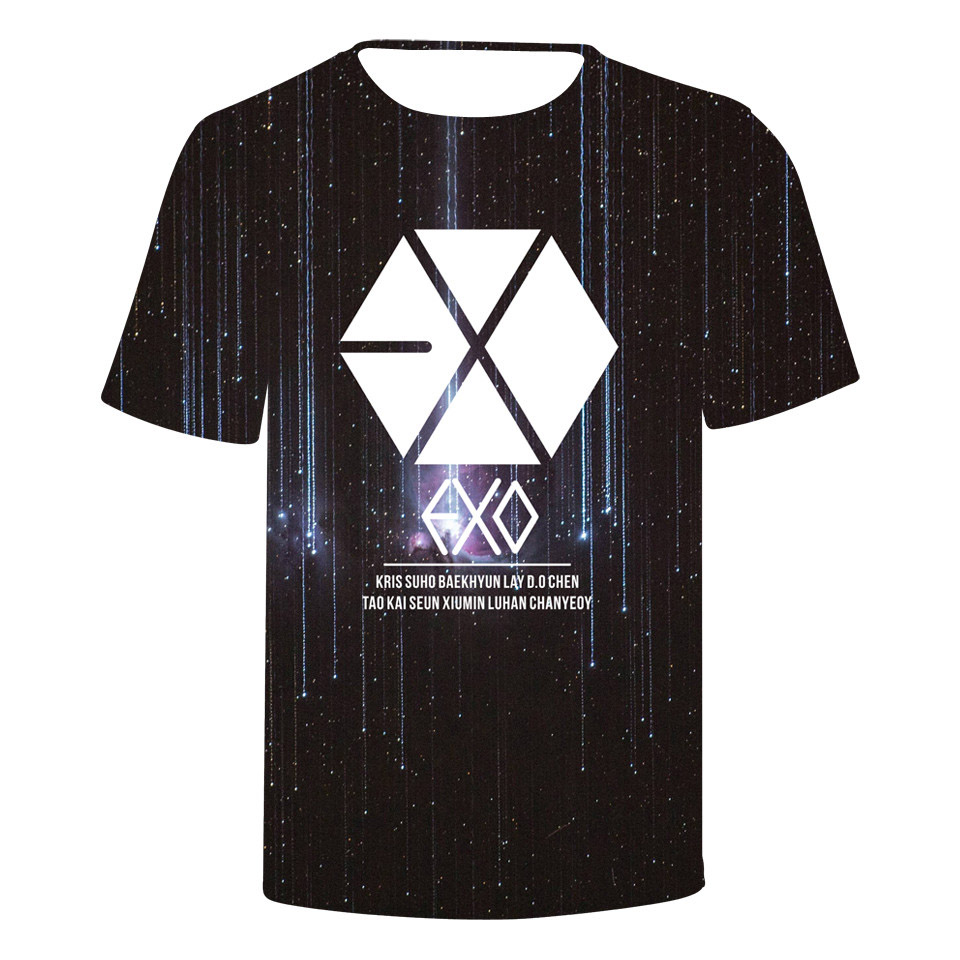 

Blackday Love Yourself 3D Print EXO O-Neck Cotton Summer T-Shirt Short Sleeve Popular Hip Hop T Shirt Fashion Women Cotton TShirt, As picture