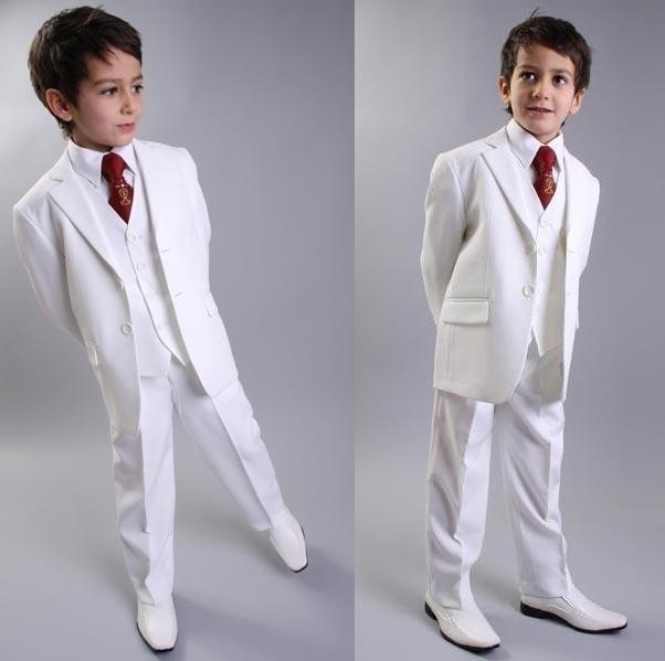 Haute qualité charmant garçon blanc vêtements de cérémonie enfants vêtements pour fête de mariage enfants costume garçon ensemble (veste + pantal