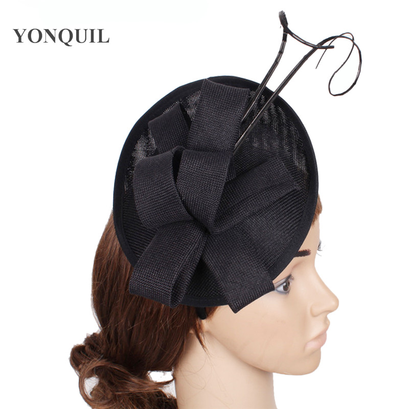 

Black or more color attractive fascinator ostrich quill base hat wedding hair accessories headband headwear for chemo party headdress bridal