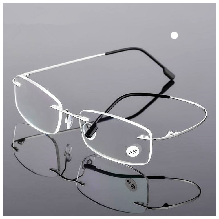 

New Fashion Ultra light Flexible Memory Rimless Titanium Reading Glasses For Men Women Magnetic Presbyopic Eyeglasses