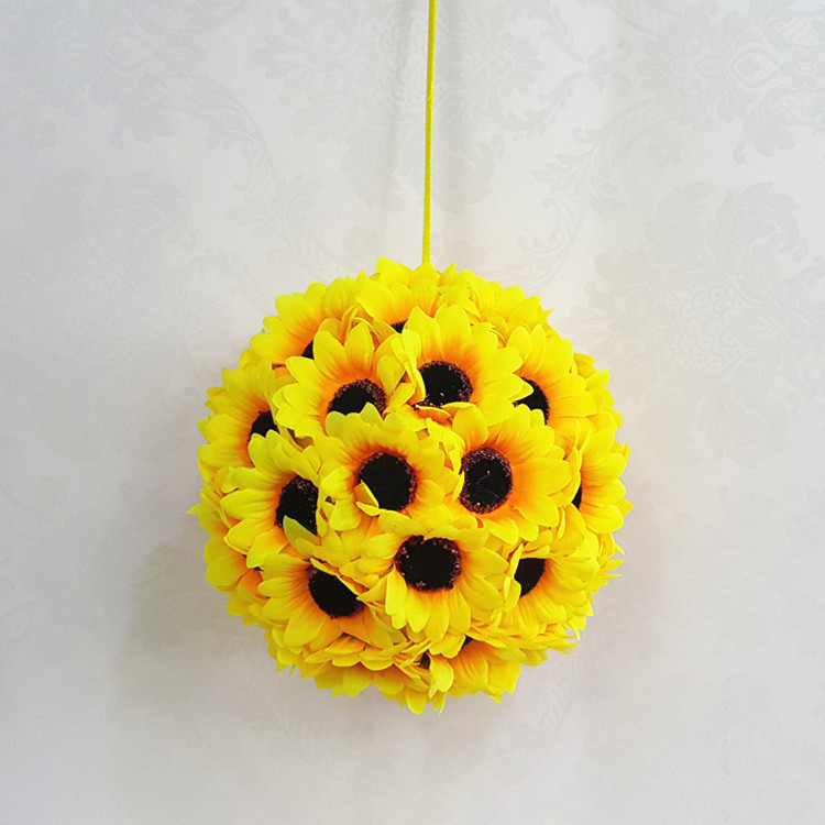 

2Pcs Sunflower Kissing Ball Flower In Yellow Decorate Flowers Artificial Flower For Wedding Garden Party Gift Decoration Fake Silk Flower, Pink