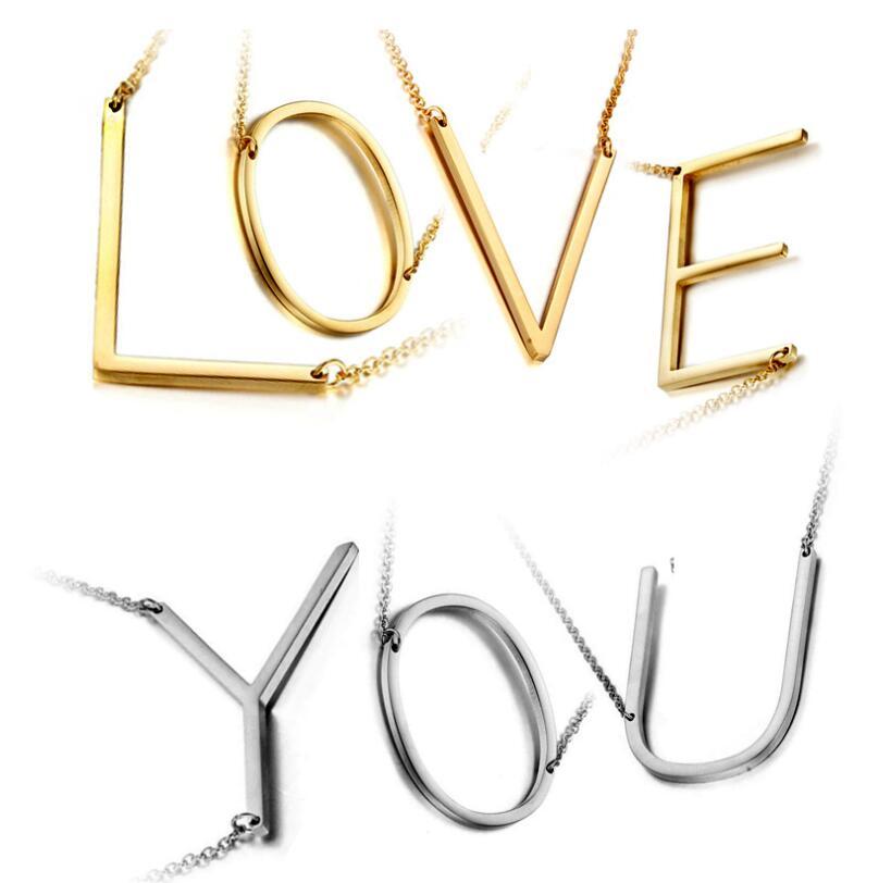 

Stainless Steel A-Z English Alphabet Initial Necklace Silver Gold Plated Capital Letter pendant Fashion Jewelry for Women MOQ 30 pcs