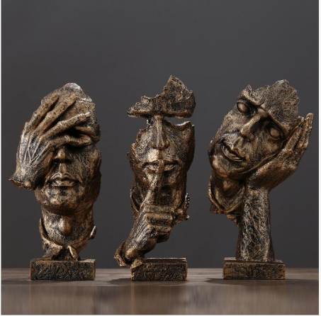 

The Abstract Sculpture Figurine Ornaments Silence Is Gold Office Home Decoration Accessories Modern Art Resin Decoration Craft
