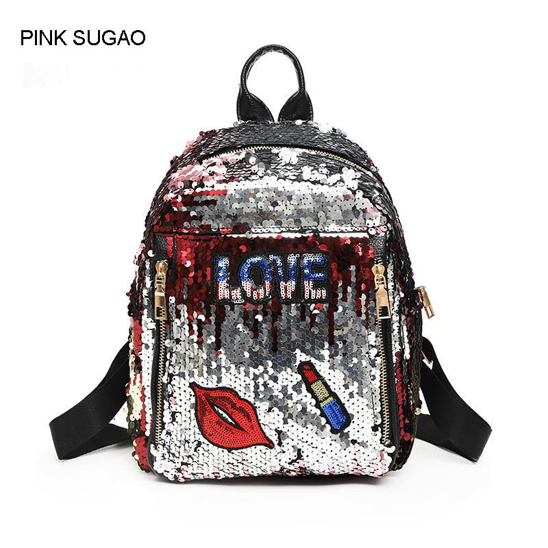 

Pink sugao designer backpack women shoulder bag girls school backpack fashion trend cute sequins backpack college Wind Cartoon handbag, Fifth color
