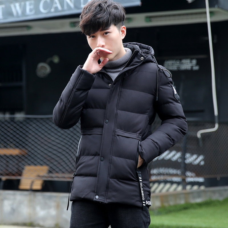 

winter men's long coon jacket Korean handsome thick coon jacket slim hooded camperas hombre invierno XD297, Black