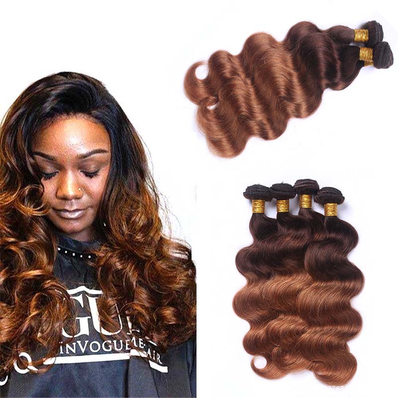 

T4 30 Brown Blonde Peruvian Ombre Human Hair Weave Bundles Wholesale Peruvian 2 Tone Body Wave Ombre Human Hair Extensions, Ombre color