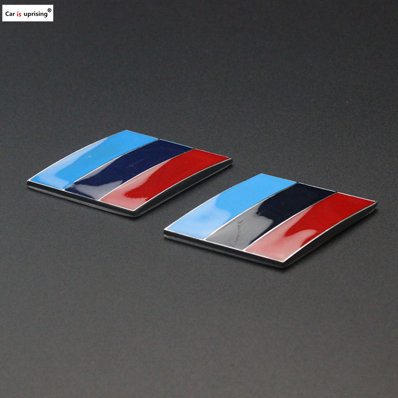 2pcs Car M Power Emblem Badge Fender Sticker For BMW E46 E39 E90 E36 E60 E34 E30 F30 F10 F15 E53 E38 X5 E53 X6 X1 X3 M3 M5