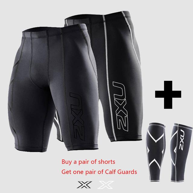 Collants noirs de Compression pour hommes, Shorts de gymnastique, sports de plein air, Polyester lycra, musculation, basket-ball + une paire de L