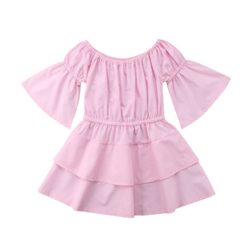 Newborn Toddler Baby Girls Lace Boho Linen Dress Off Shoulder Casual Sundress