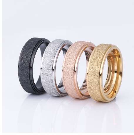

New Fashion Titanium Steel Ring High Quality Black Rose Gold Silver Color Wedding engagement Frosted Rings for Men Women