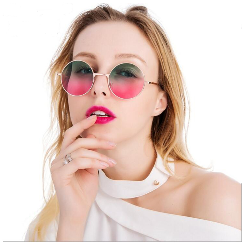 

Vintage Round Sunglasses Women Ocean Color Lens Mirror Sunglasses Female Brand Design Metal Frame Circle Glasses