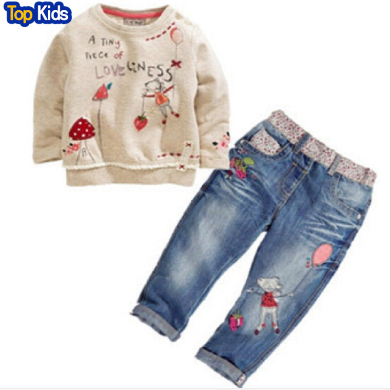 2018 New Arrival Toddler Cute Baby Girl 2pcs Children Sets Long Sleeve Tops+ Jeans Children Sets Spring Summer Outfits CCS191 Y1892807