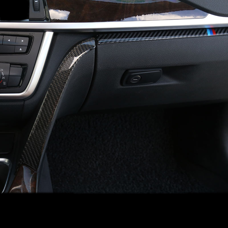 

Carbon Fiber Sticker Car styling interior Copilot Glove box handle decoration cover trim Stickers For BMW 3 4 Series 3GT F30 F31 F32 F34 Accessories