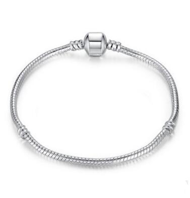 

Mix size Retro 925 Silver Bracelet with LOGO 17CM-21CM Snake Chains DIY Jewelry Accessories fit European Style Beads MOQ 20 pcs