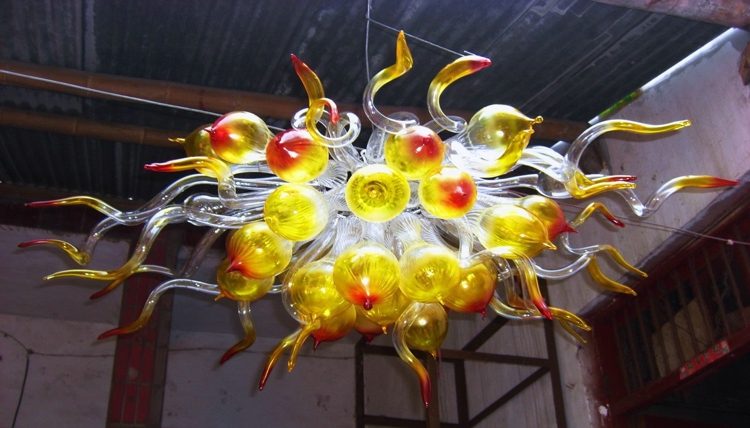 Style Mini Crystal Bubble Chandeliers Lamp Wholesale Hand Blown Art Glass Chandelier with LED Light-image-411953446