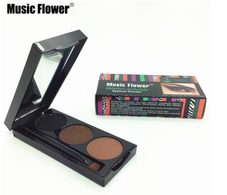 Music Flower Brand Makeup Eyeliner powder & Eyebrow Powder Palette 3 In 1 Brown Black Eyeliner Waterproof Eye Brow Enhancers-image-426589336