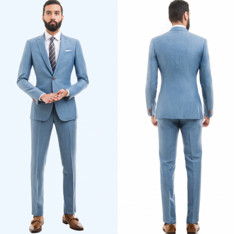 

Sky Blue Wedding Men Suits Slim Fit Bridegroom Tuxedos For Men Two Pieces Groomsmen Suit Formal Business Jackets(Pants+Jacket+ Handkerchief), Beige