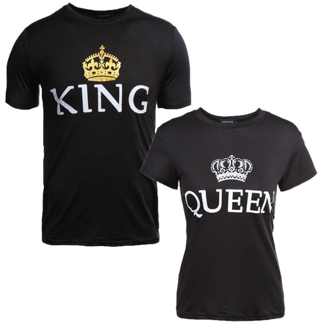 

Summer summer couple wear QUEEN KING short sleeved summer T-shirt, Women's money