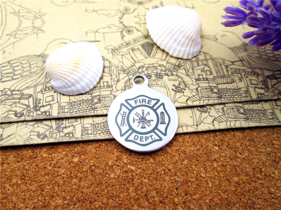 Breloques «FIRE DEPT» en acier inoxydable, 40 pièces, plus de style pour choisir des pendentifs pour collier, breloques à faire soi-même