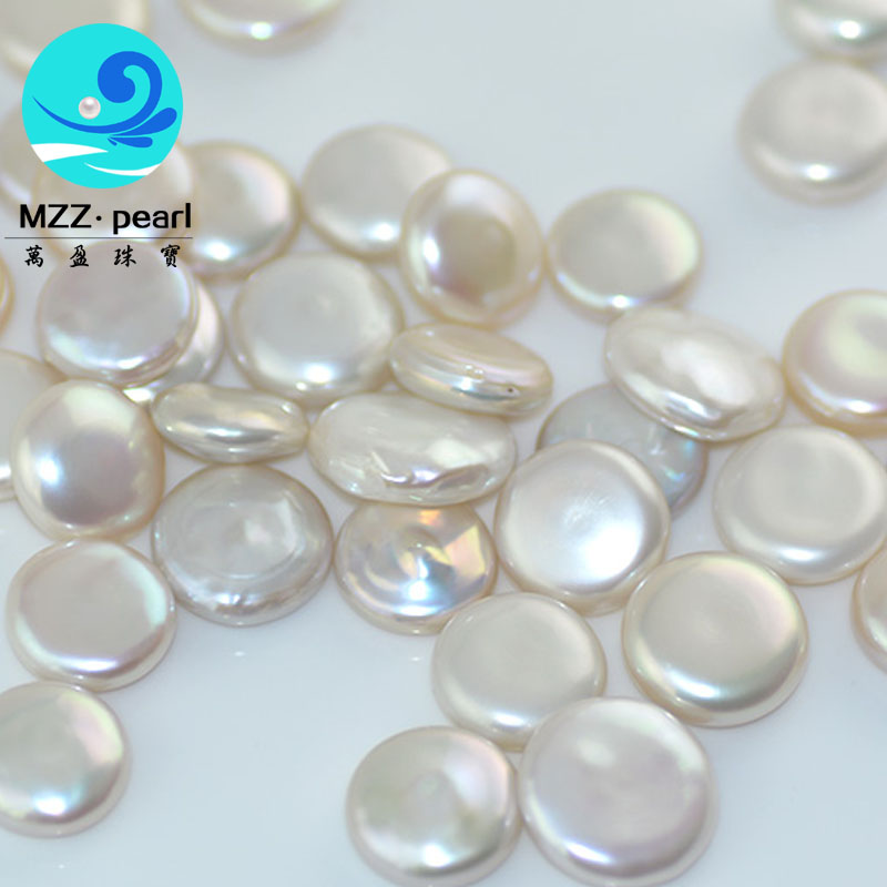 

13mm coin pearls, natural white freshwater pearls, loose cultured pearls, undrilled no hole, half drilled pearl beads supply,