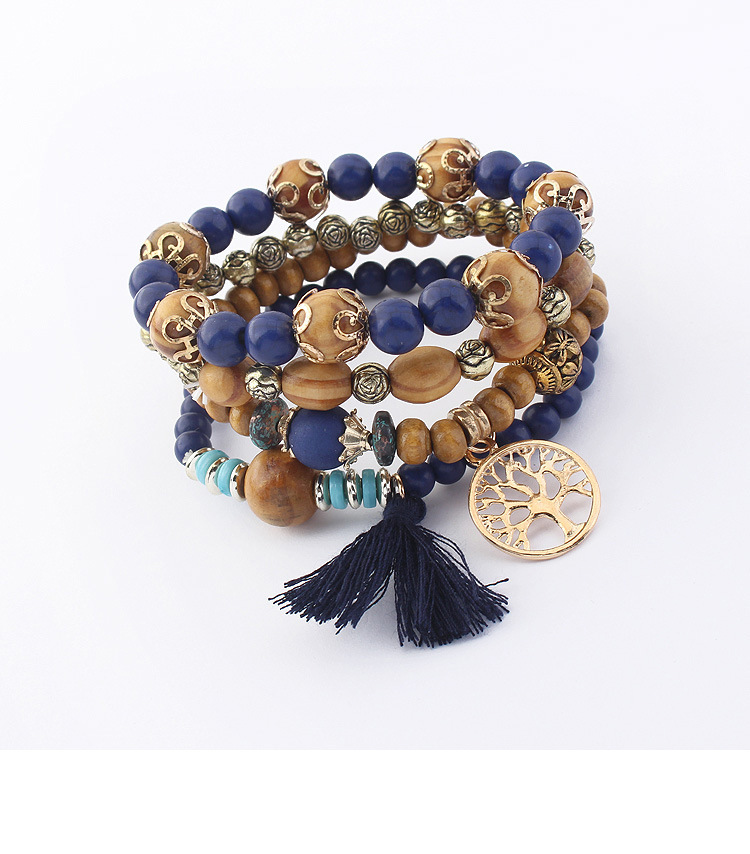 Pulsera De Borla De Bohemia Pulsera De Madera De Color De De Pulsera De Borla De Bohemia Pulsera De Madera De Color De De