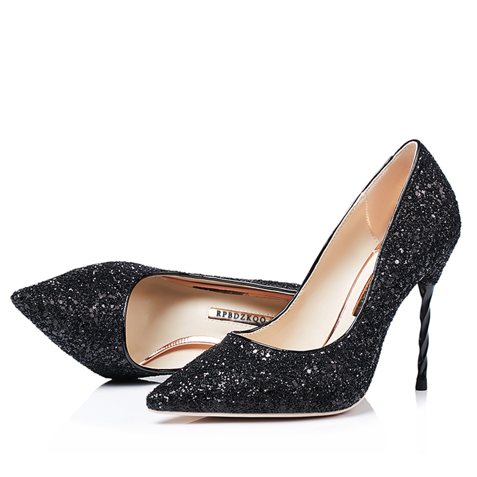 black and silver sequin shoes