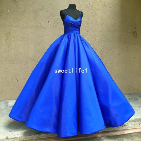

Simple Style 2019 Spaghetti Straps Evening Dresses Royal Blue Taffeta Ball Gown Formal Occasion Prom Party Gown Custom Made, Purple