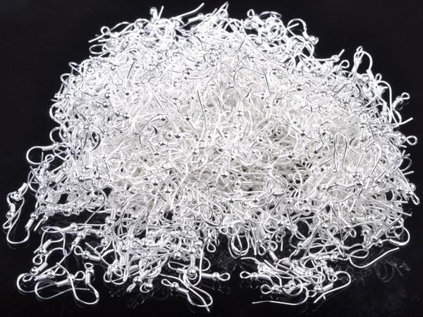

Wholesale-Wholesale 600Pcs/lot 925 Sterling Silver Earrings Ear Hook Clasp With Bead Charms Earring Wires Fit Jewelry DIY Finding Earhooks, Golden;silver