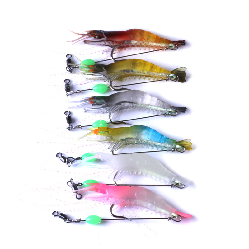 

Predator Plastic octopus Cuttlefish Fishing Lure Prawn Squid bait 8cm 5.3g 3D Artificial Soft Shrimp Lure Hook with Leader Cord Trace