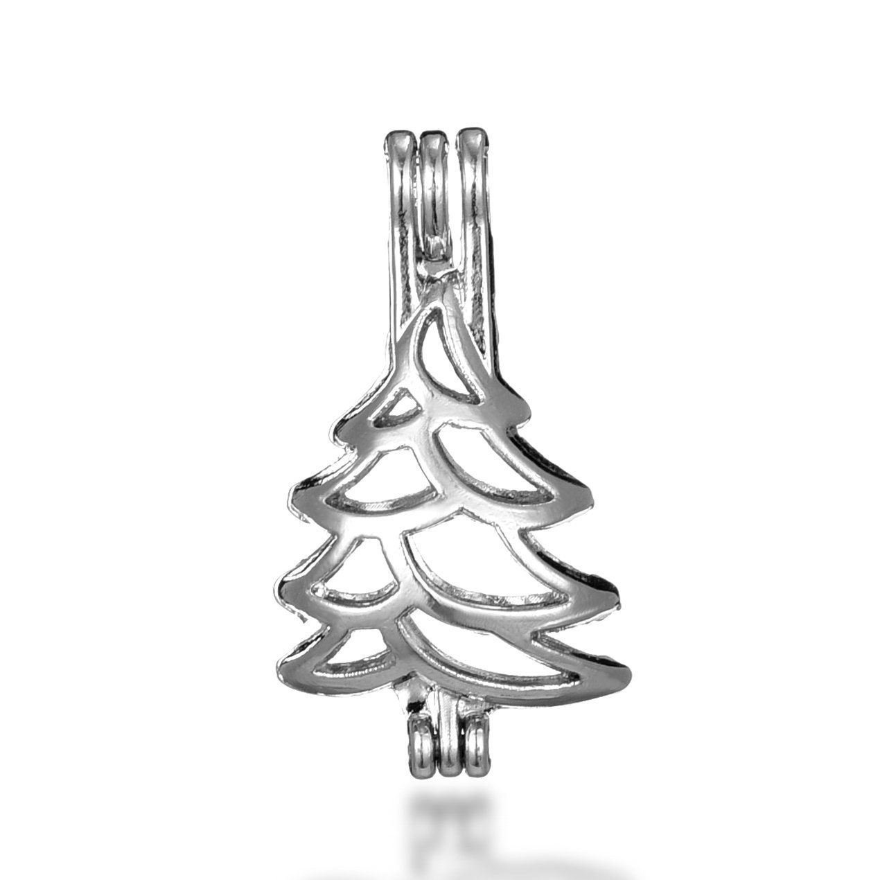 5x Plaqué Argent de noix de coco Arbre Perle Cage Médaillon Pendentif Huile Essentielle Diffuseur