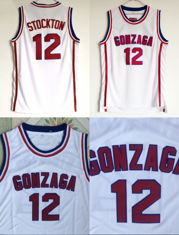 

Gonzaga Bulldogs Basketball 12 John Stockton Jersey High School Team White Color Stockton Bulldogs Jerseys Breathable Sport Free Shipping, Black;red