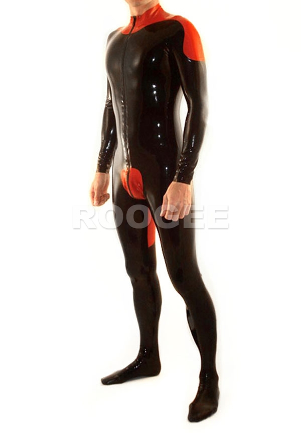 

Rubber suit straitjacket Men 's latex zentais, Black